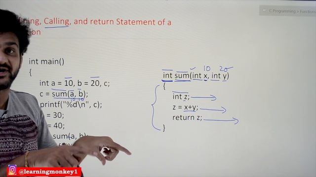 Defining Calling and return Statement of a Function || Lesson 51 || C Programming || Learning Monke смотреть онлайн