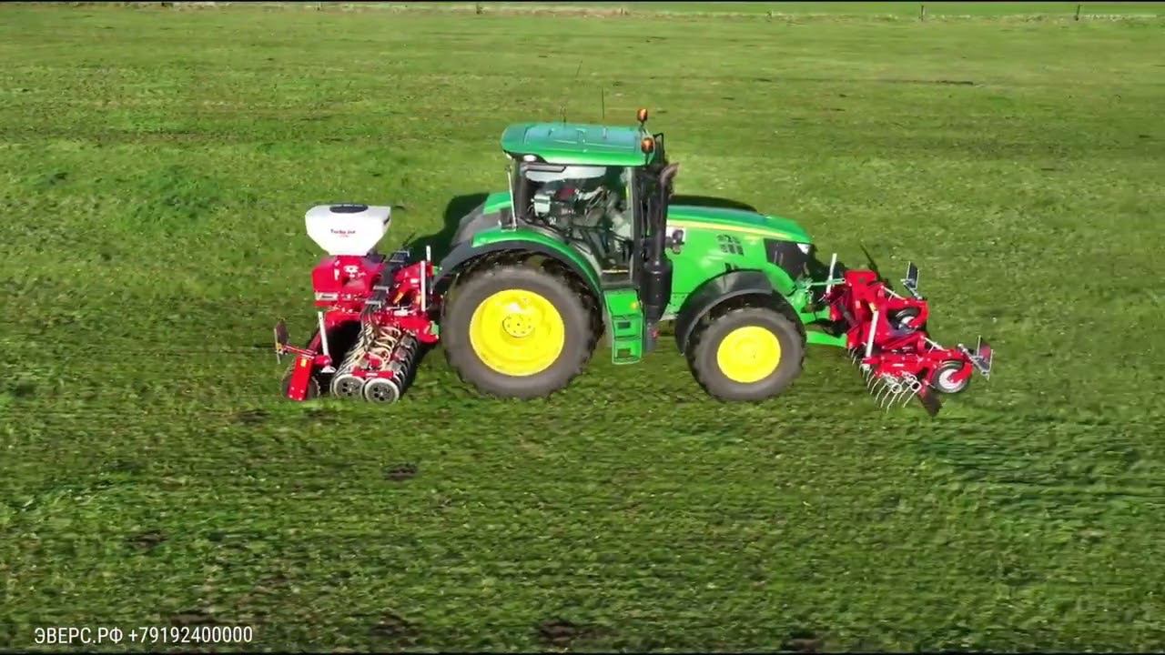 Травяная сеялка EVERS DARTMOOR GZ-300 + фронтальная борона луговая Grass Profi GPG-300 смотреть онлайн
