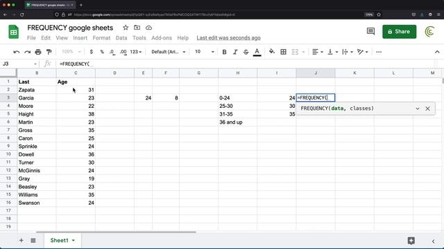 FREQUENCY function - Google Sheets смотреть онлайн