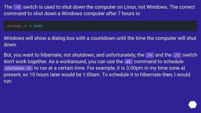 how can I use the shutdown command to hibernate the computer in X hours? смотреть онлайн