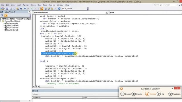 7 excel autoccad vba text line layer yazi cizgi katman смотреть онлайн