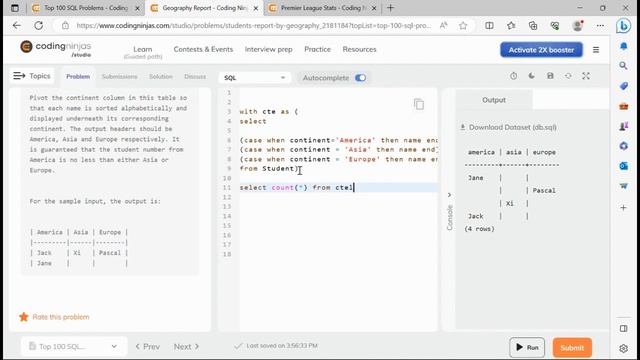 Geography Report | Master SQL Interview Question | Pivot table смотреть онлайн