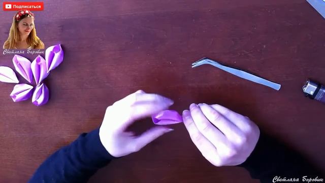 Заколка объемный цветок канзаши. Мастер класс. Barrette Hair bulk flower kanzashi from satin ribbon смотреть онлайн