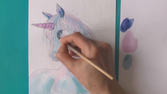 Как нарисовать сказочного ЕДИНОРОГА акварелью | Рисуем Пегаса | Art School смотреть онлайн