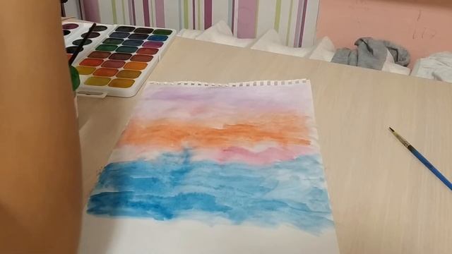 Рисуем закат/ КАК НАРИСОВАТЬ ЗАКАТ? смотреть онлайн