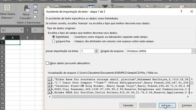 Excel - Importar Arquivo CSV