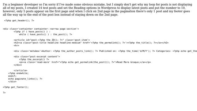 Wordpress: Wordpress posts loop not displaying all posts on blog смотреть онлайн