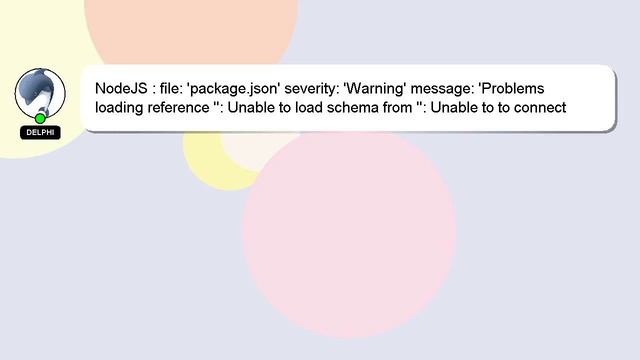 NodeJS : file: 'package.json' severity: 'Warning' message: 'Problems loading reference '': Unable t смотреть онлайн