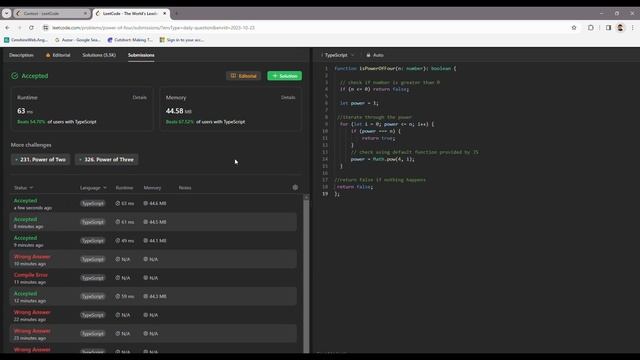 342. Power of Four, 3 ways to do it, LeetCode daily Challenge | Typescript смотреть онлайн