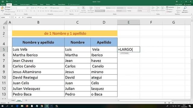 Como separar nombres y apellidos en Excel (2,3,4,5 nombres y apellidos) смотреть онлайн