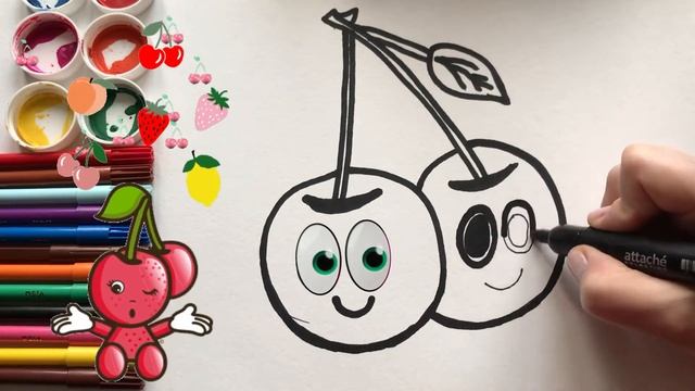 How to draw a cherry | Как нарисовать вишню | Kiraz nasıl çizilir смотреть онлайн