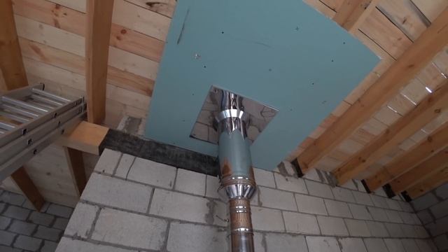 Установка печи камин Аляска Базальт в доме! Проходной узел дымохода! Монтаж сэндвич дымоход! смотреть онлайн