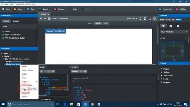 Modals in Boostrap Studio BSS смотреть онлайн