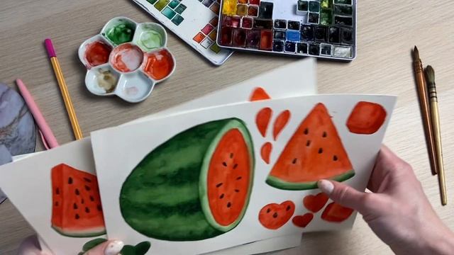 Watercolor Watermelon Clipart Set