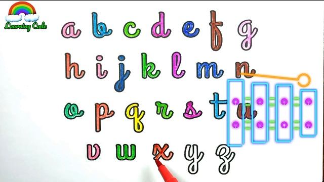 Coloring in Small abc Alphabet with pictures | Trace and write the alphabet and numbers смотреть онлайн