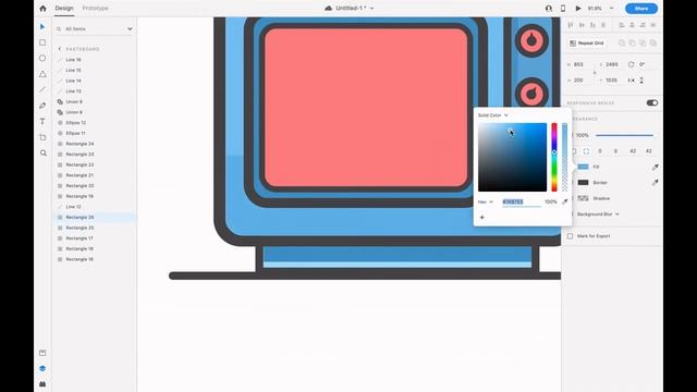 Retro Tv flat illustration created using Figma | Adobe XD illustration смотреть онлайн
