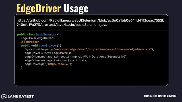 org openqa selenium edge EdgeDriver with examples смотреть онлайн