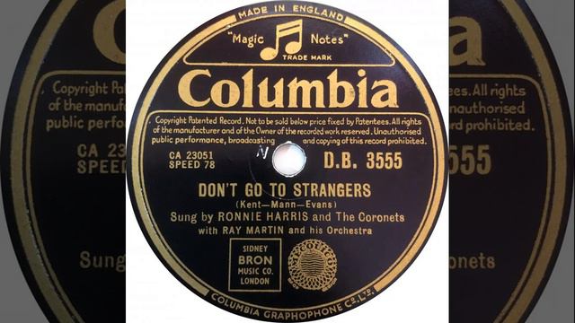 UK New Entry 1955 (7) Ronnie Harris & The Coronets - Don't Go To Strangers смотреть онлайн