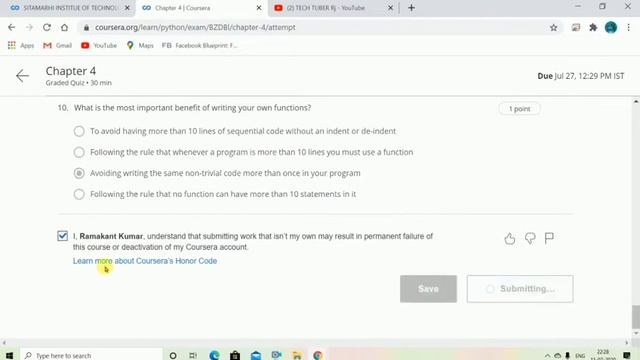 Coursera: Programming for Everybody (Getting Started with Python) Week- 6 Quiz Answers смотреть онлайн