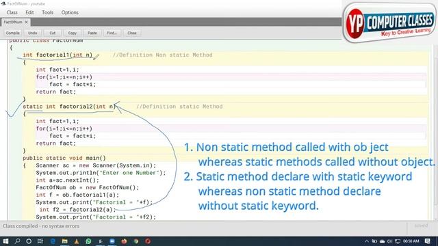 Lec 5 Calling Static Methods in Java | Difference between Non Static Method & Static method in java смотреть онлайн