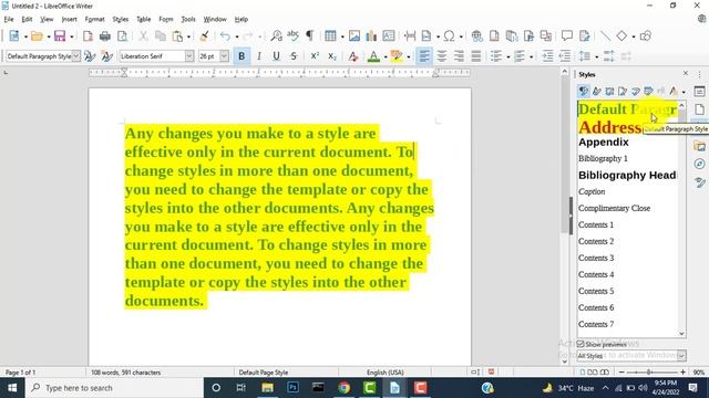 Update Style from Selection LibreOffice Writer|| Load Style from Template in LibreOffice Writer смотреть онлайн