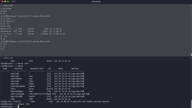 AIX NFS nosuid demonstration смотреть онлайн