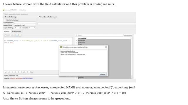 GIS: QGIS Field Calculator Syntax Error Problem смотреть онлайн