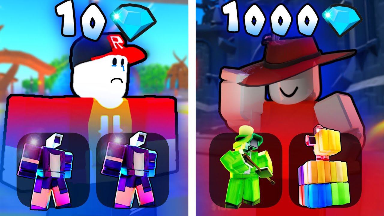 Юниты за 10 100 1000 Гемов в Toilet Tower Defense смотреть онлайн