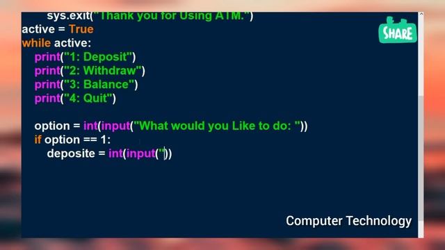 Atm machine program in python. (python examples) // Python programming tutorial for beginners смотреть онлайн