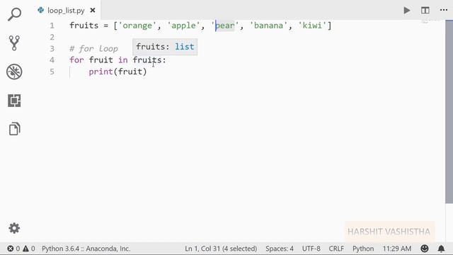 Looping in list : Python tutorial 92 смотреть онлайн