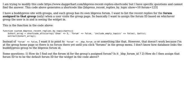 Wordpress: How do I find the bbpress forum ID for a forum in a buddypress group? смотреть онлайн