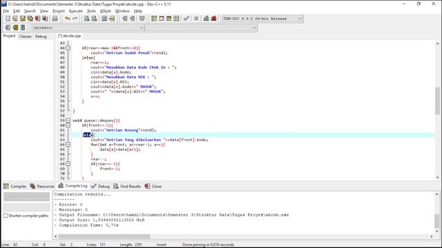Implementaion of Queue for airport/airplane check-in With Dynamic Array || Tim 05 смотреть онлайн