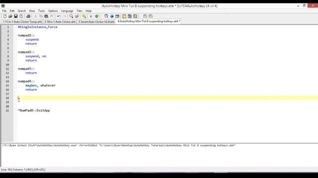 AutoHotkey Mini Tutorial #8(Suspending AutoHotkey Hotkeys)