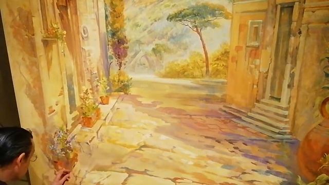Роспись стен. Проработка переднего плана мастихином смотреть онлайн