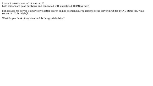 DevOps & SysAdmins: US server for PHP & static file, UK server for MySQL (need suggestion) смотреть онлайн