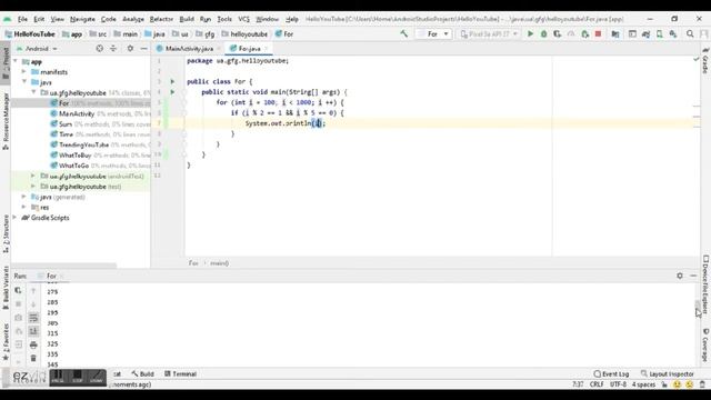 Цикл for, остаток от деления. Java Developer Android Studio. For cycle, remainder of the division. смотреть онлайн