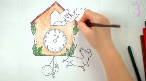 Раскраски для детей про Часы. Часы с кукушкой