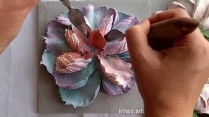 Рисую объёмный пион. Скульптурная живопись. Необычная техника рисования цветов. Барельеф. Time-laps