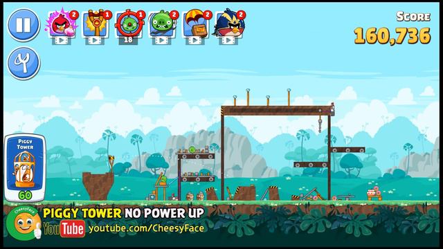 CheesyFace Angry Birds Friends Piggy Tower Walkthrough Level 60 NO POWER UP смотреть онлайн