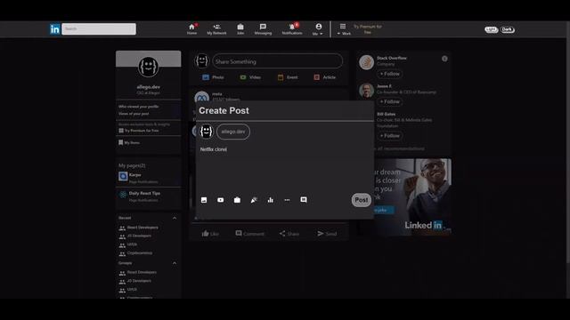 LinkedIn Clone with ReactJS, Redux and Firebase смотреть онлайн