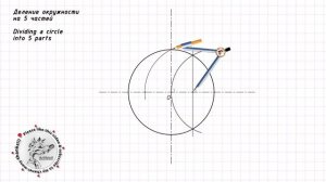 Деление окружности на 5 частей циркулем