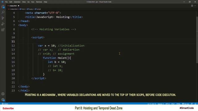 Hoisting Variables | Part 8 | JavaScript | #SmartCode смотреть онлайн