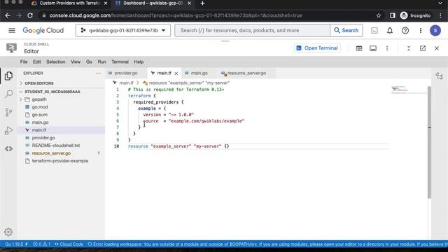 Custom Providers with Terraform GSP208 смотреть онлайн
