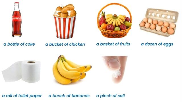 Containers And Quantities English Vocabulary With Pictures