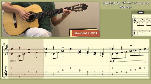 Sonatina Op.36 No.1 1st movement / Clementi (Guitar) [Notation + TAB] смотреть онлайн