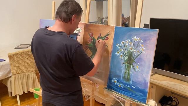 Натюрмортопад продолжается! Мастер класс, как написать 4 картины одновременно (2-этап). смотреть онлайн