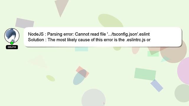 NodeJS : Parsing error: Cannot read file '.../tsconfig.json'.eslint смотреть онлайн
