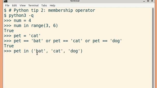 Python tip 2: membership operator смотреть онлайн