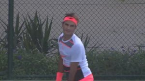 Roger Federer Training in Dubai Court Level View (Full Tennis Practice in HD)