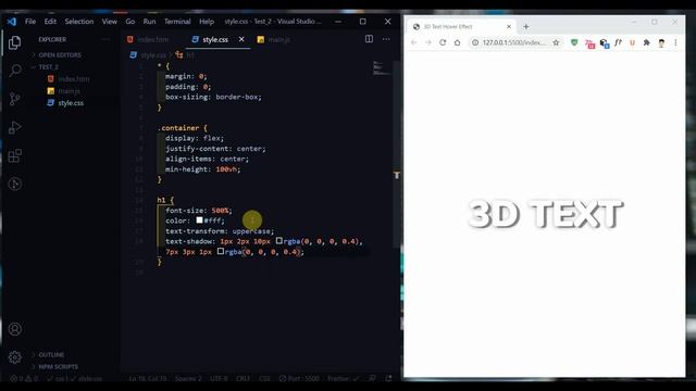3D TEXT EFFECT COLOR CHANGE ON MOUSEMOVE | JAVASCRIPT MOUSEMOVE EFFECT смотреть онлайн
